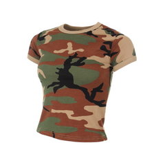 MFH Damen-T-Shirt Tarnmuster woodland, 160g/m2