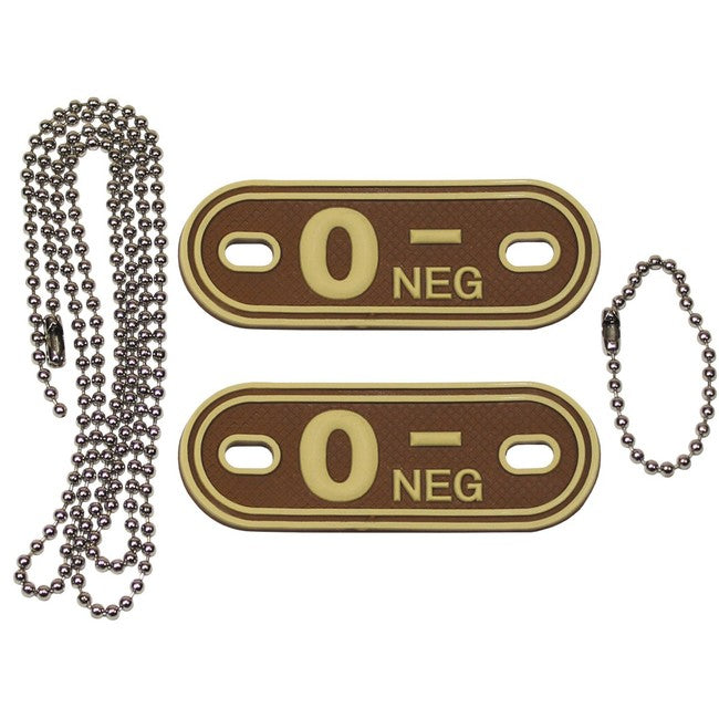 MFH Dog-Tags Hundeerkennungsmarken 0 NEG, 3D PVC, braun