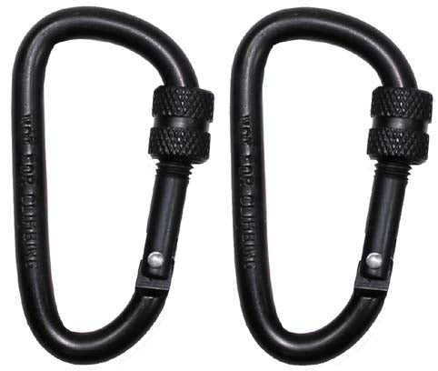 MFH Karabiner mit Schraubverschluss 2er Pack, schwarz, 60x6mm