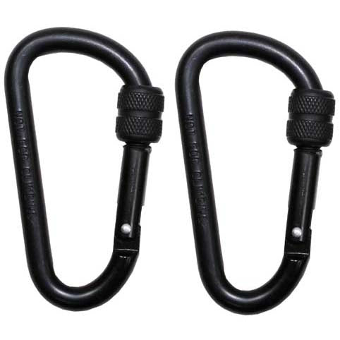 MFH Karabiner mit Schraubverschluss 2er Pack, schwarz, 80x8mm