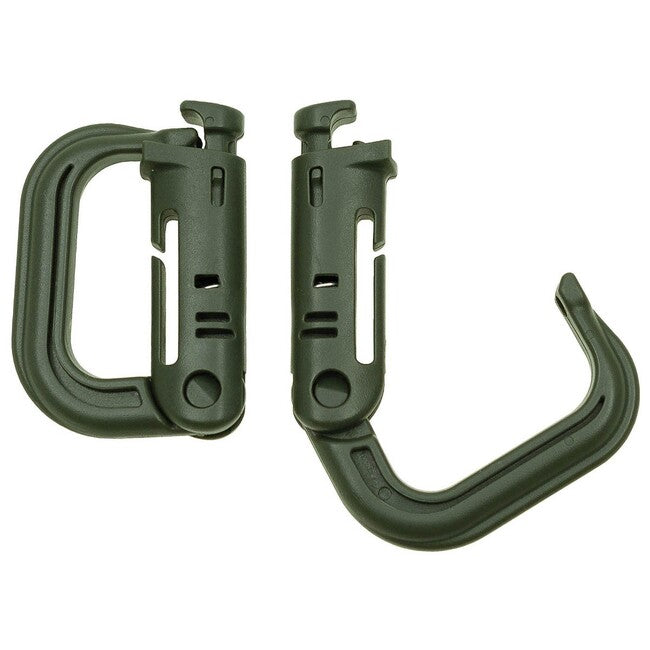 MFH Kunststoffkarabiner MOLLE, od grün, 2 Stück
