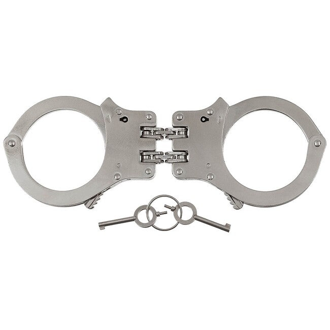 MFH Polizeihandschellen mit zwei Schlüsseln und doppelter Kette, solide Ausführung