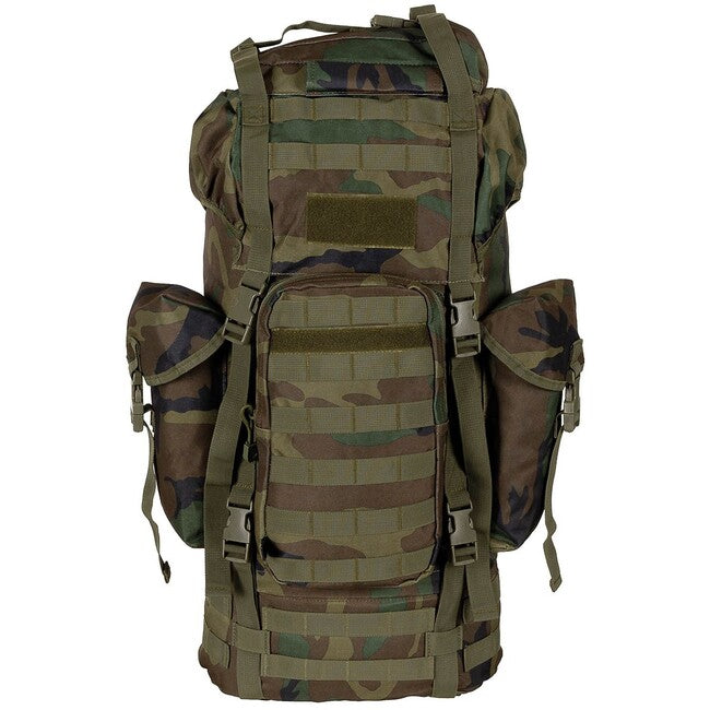MFH MOLLE 65L Rucksack, aluminiumstange, woodland