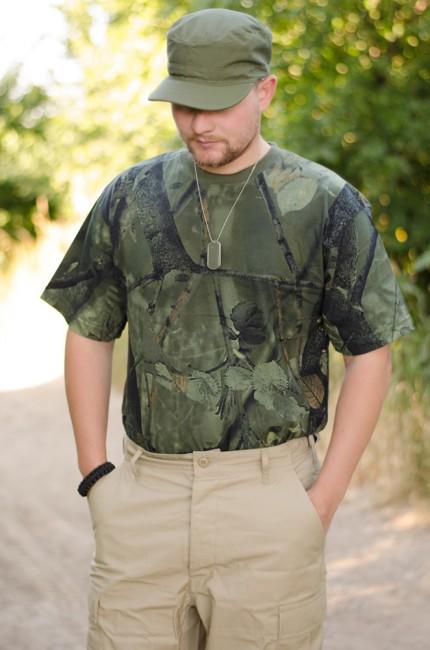 MFH Real-Tree-Muster Hunter-Grün T-shirt, 170 g/m²
