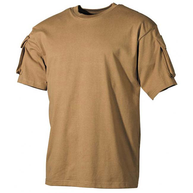 MFH US Coyote-T-shirt mit Velcro-taschen auf den Ärmeln, 170g/m2