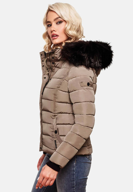 Navahoo Miamor damen Winterjacke mit Kapuze, taupe grey