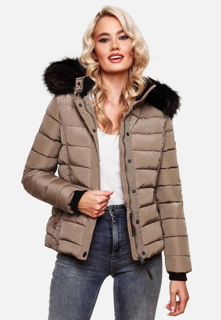 Navahoo Miamor damen Winterjacke mit Kapuze, taupe grey