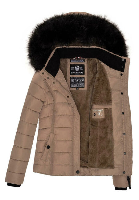 Navahoo Miamor damen Winterjacke mit Kapuze, taupe grey