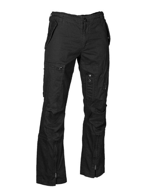 Mil-Tec Vintage Baumwoll Fliegerhosen mit geradem Schnitt, vorgewaschen, schwarz