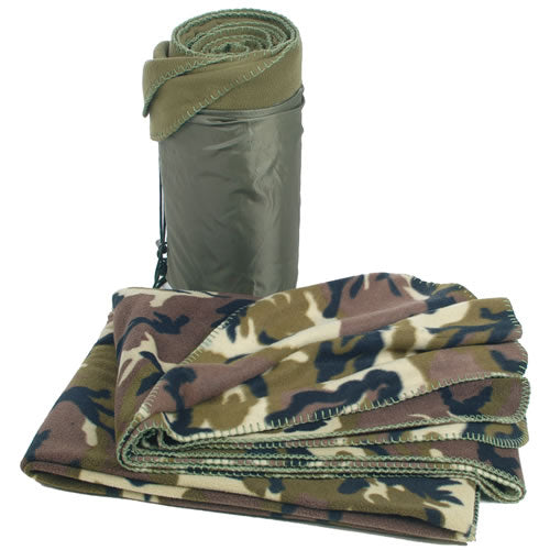 Mil-Tec Poly-Fleece Decke 200x150 cm mit der Hülle woodland