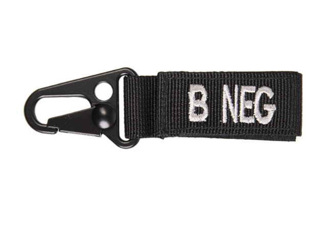 WARAGOD Schlüsselanhänger mit Blutgruppe B- negativ, schwarz