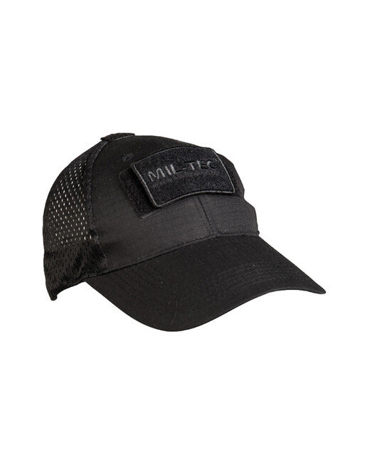 Mil-Tec Cap mit Netzgewebe, schwarz