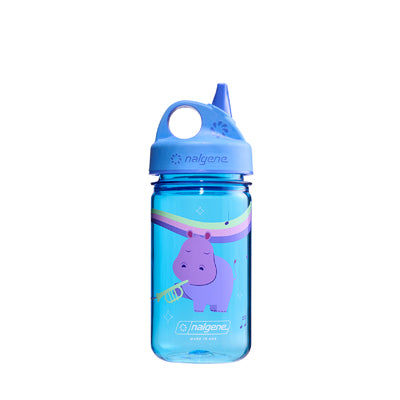 Nalgene Grip-n-Gulp Sustain 0,35 l mit deckel blau, musikalisches nilpferd