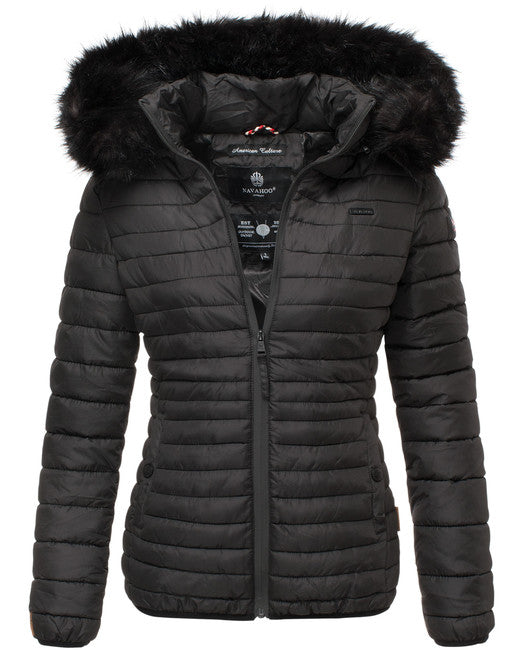 Navahoo ARANA damen Winterjacke mit Kapuze, schwarz