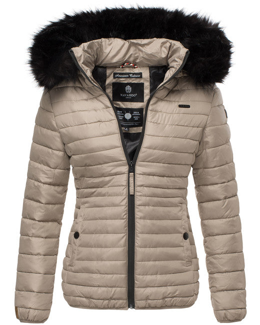 Navahoo ARANA damen Winterjacke mit Kapuze, Taupe