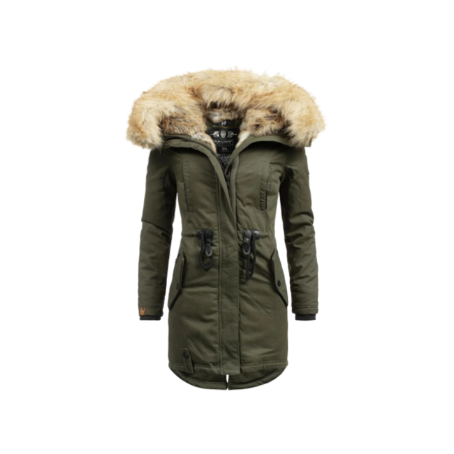 Navahoo Bombii damen Winterjacke mit Fell, olivgrün
