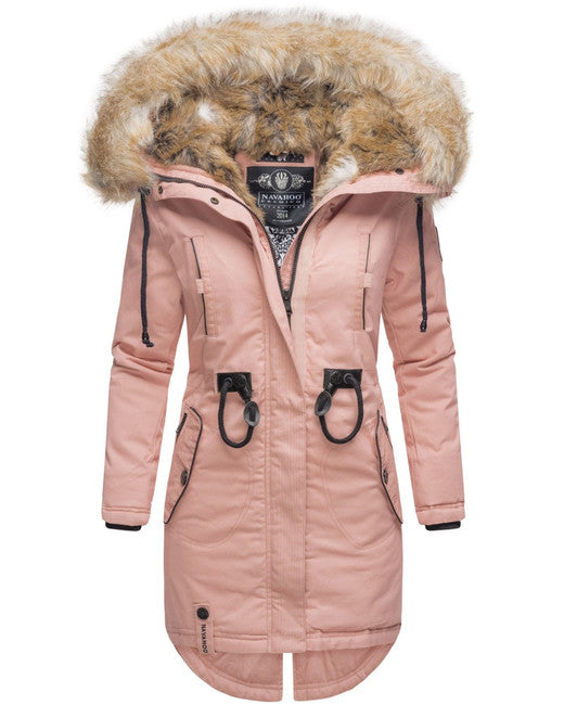 Navahoo Bombii damen Winterjacke mit Fell, rosa