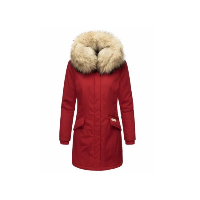 Navahoo Cristal damen Winterjacke mit Kapuze und Fell, blood red