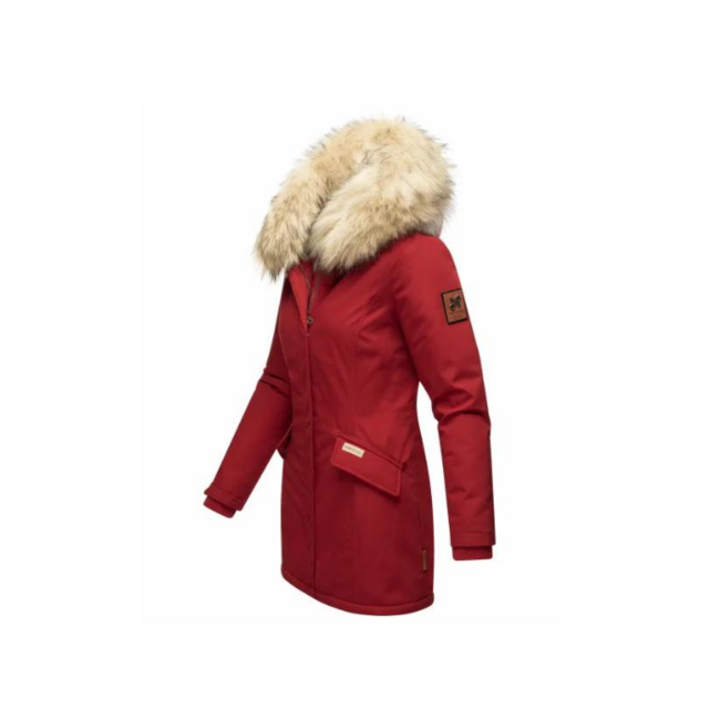 Navahoo Cristal damen Winterjacke mit Kapuze und Fell, blood red