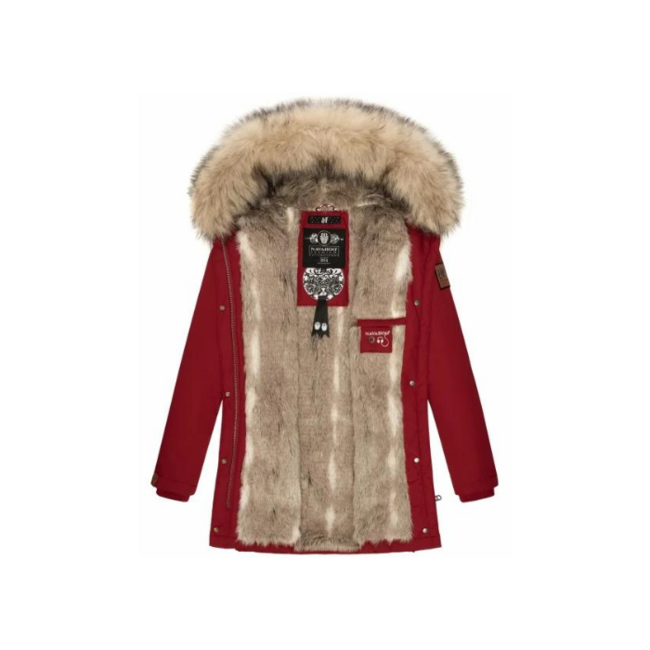 Navahoo Cristal damen Winterjacke mit Kapuze und Fell, blood red