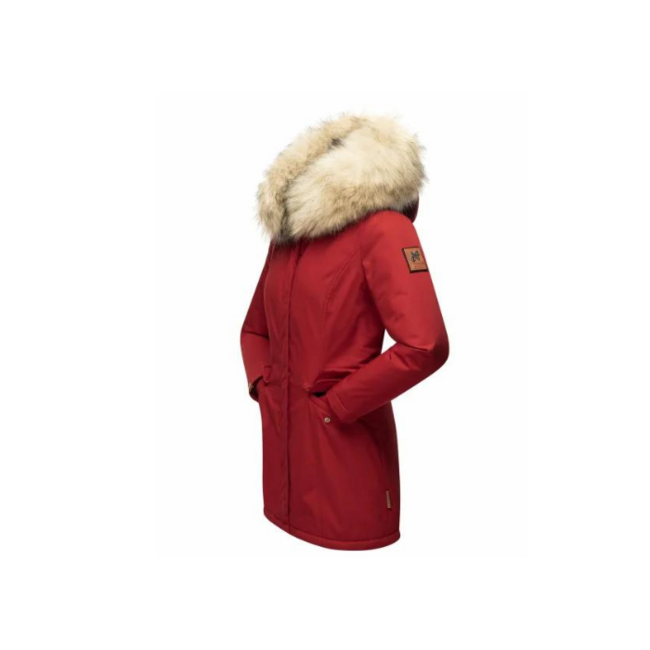Navahoo Cristal damen Winterjacke mit Kapuze und Fell, blood red