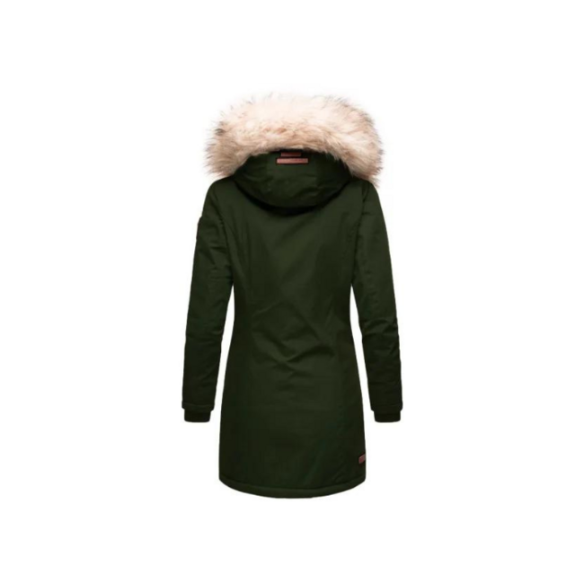Navahoo Cristal damen Winterjacke mit Kapuze und Fell, Olivgrün