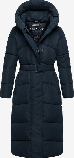 Navahoo EISBLICK damen langer Wintermantel, marineblau