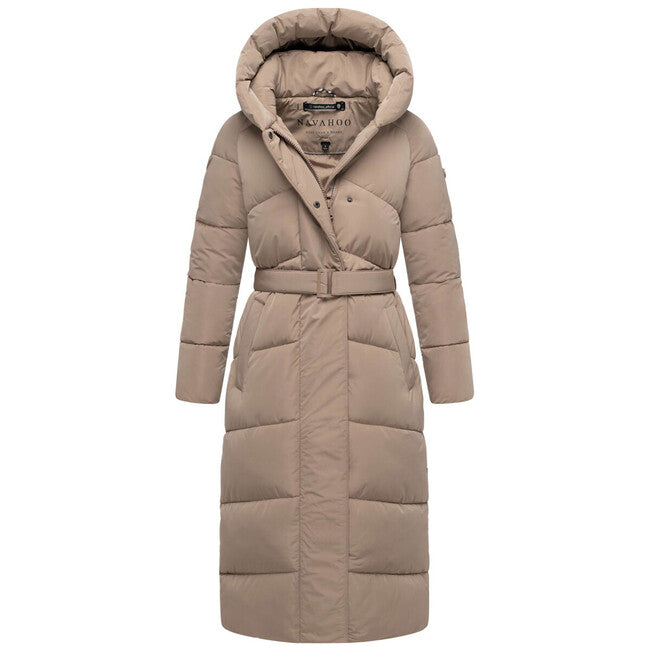 Navahoo Eisblick damen langer Wintermantel, taupe grau