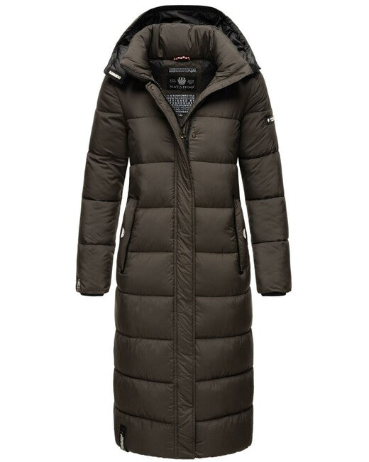 Navahoo Isalie damen lange Winterjacke mit Kapuze anthrazit
