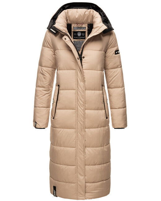 Navahoo Isalie damen lange Winterjacke mit Kapuze, taupe