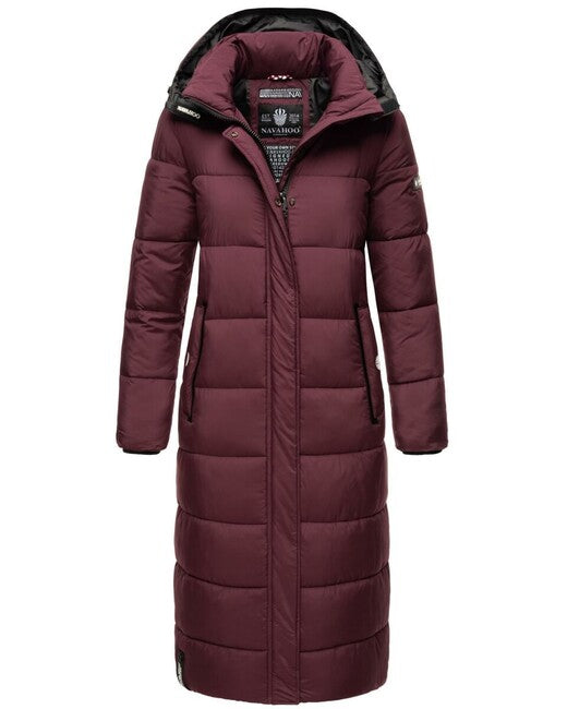 Navahoo Isalie damen lange Winterjacke mit Kapuze, wein