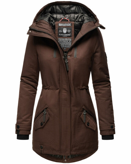 Navahoo Avrille damen winterjacke mit kapuze dunkel choco