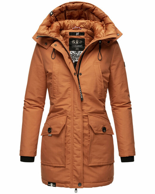 Navahoo Blizzardstorm damen Winterjacke mit Kapuze, zimt