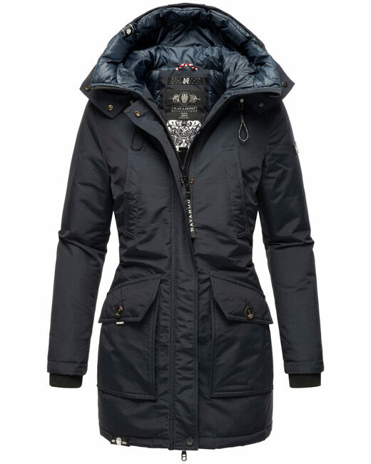 Navahoo Blizzardstorm damen Winterjacke mit Kapuze, marineblau