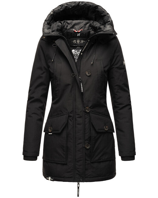 Navahoo Freezestoorm damen Winterjacke mit Kapuze, schwarz