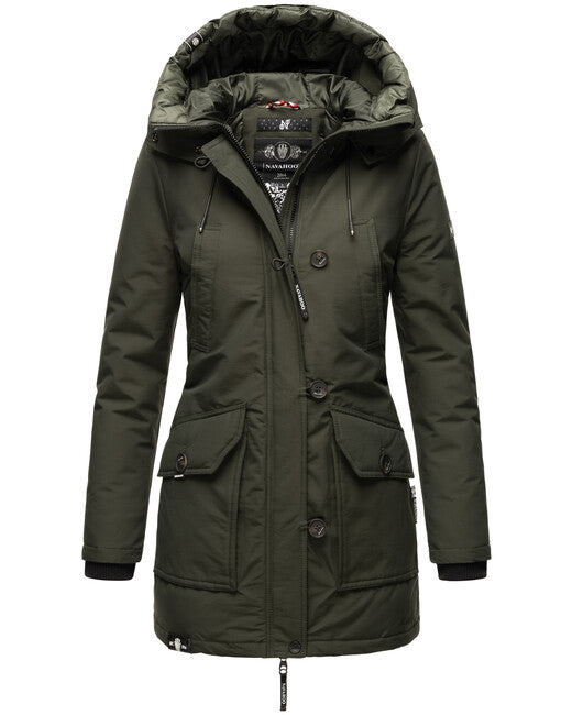 Navahoo Freezestoorm damen Winterjacke mit Kapuze, olivgrün