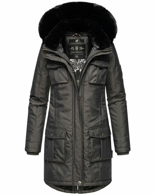 Navahoo Tiniis damen Winterjacke mit Kapuze, anthrazit