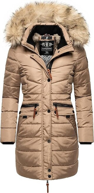 Navahoo Paula damen Winterparka mit Kapuze taupe grau