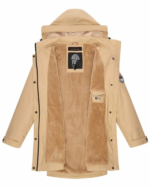 Navahoo Deike damen Winter Regenjacke mit Kapuze, Beige