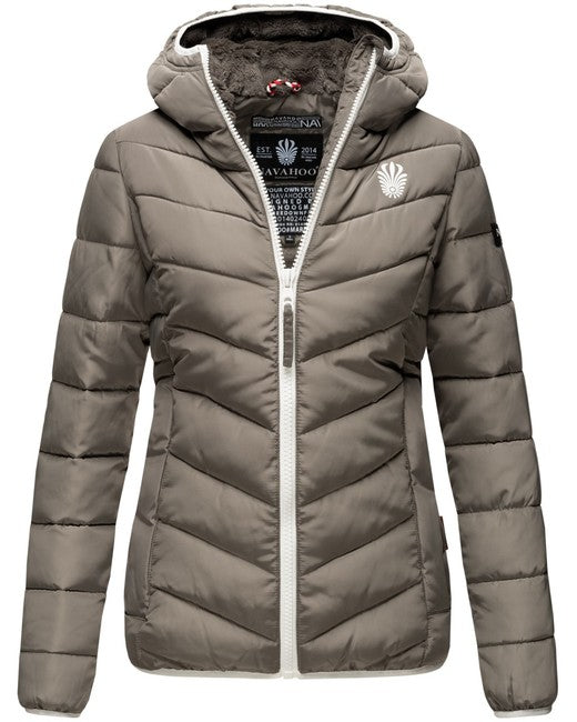 Navahoo ELVA damen Winterjacke mit Kapuze, grau-oliv