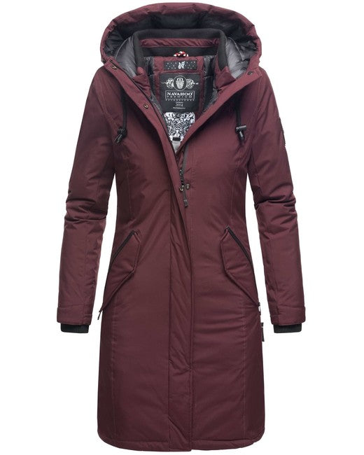 Navahoo LETIZIAA Weinrot damen Wintermantel mit Kapuze