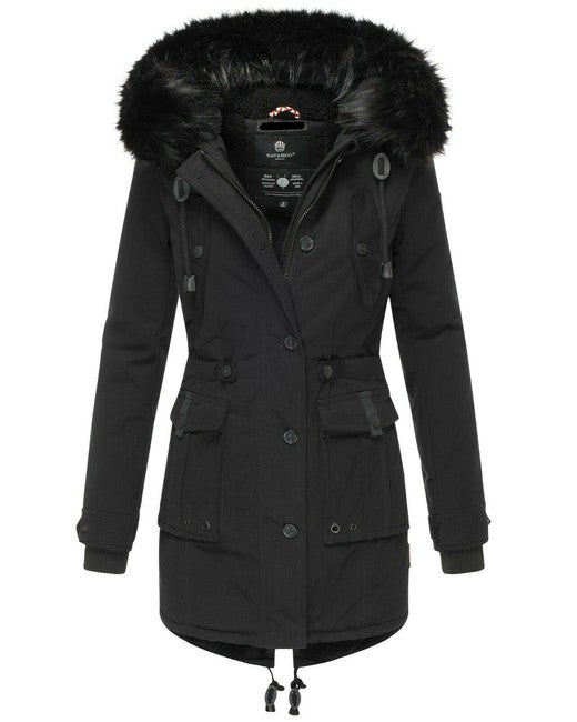 Navahoo Luluna damen Winterjacke mit Kapuze, schwarz