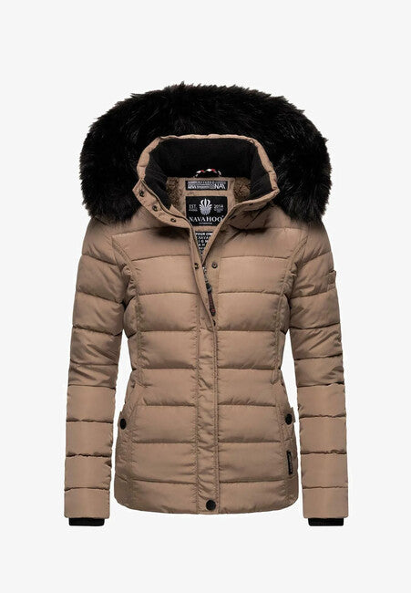 Navahoo Miamor damen Winterjacke mit Kapuze, taupe grey