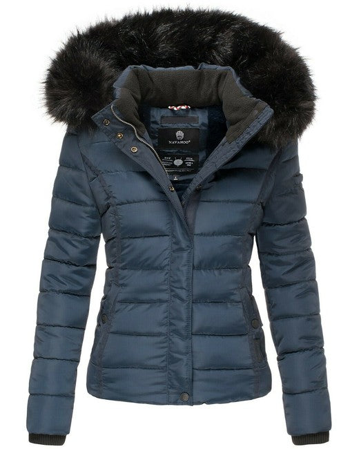 Navahoo Miamor Jacke damen Winterjacke mit Kapuze, Dunkelblau