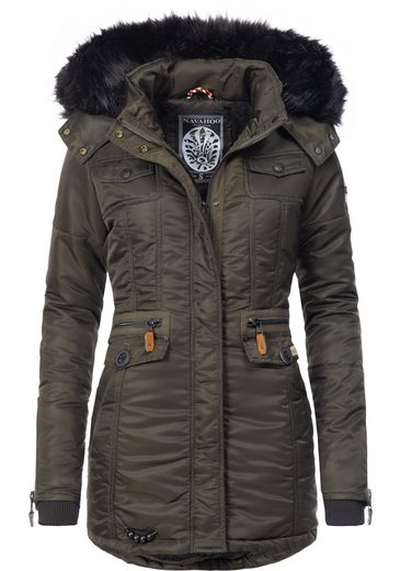 Navahoo Schatzchen damen Winterjacke mit Kapuze, olivgrün