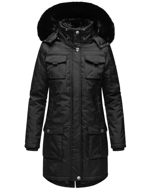 Navahoo Tiniis damen Winterjacke mit Kapuze, schwarz