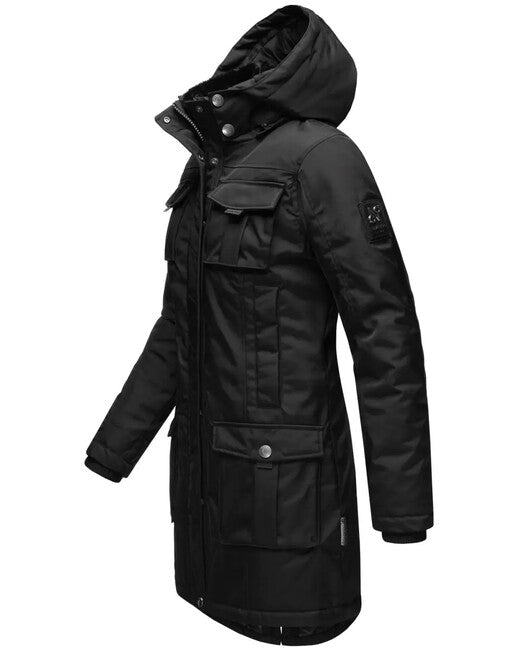 Navahoo Tiniis damen Winterjacke mit Kapuze, schwarz
