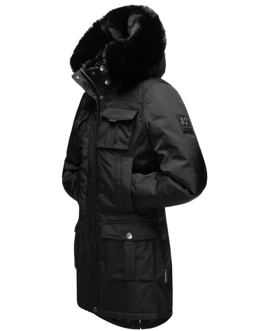 Navahoo Tiniis damen Winterjacke mit Kapuze, schwarz