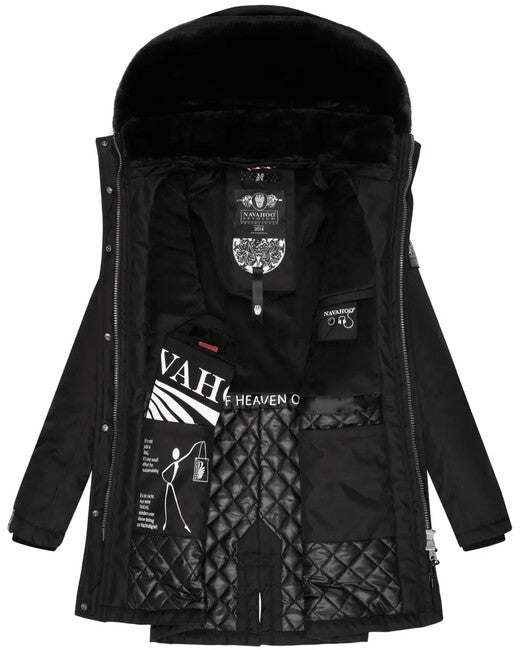 Navahoo Tiniis damen Winterjacke mit Kapuze, schwarz