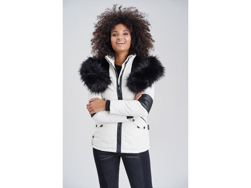 Navahoo NIRVANA damen Winterjacke mit Kapuze, weiß